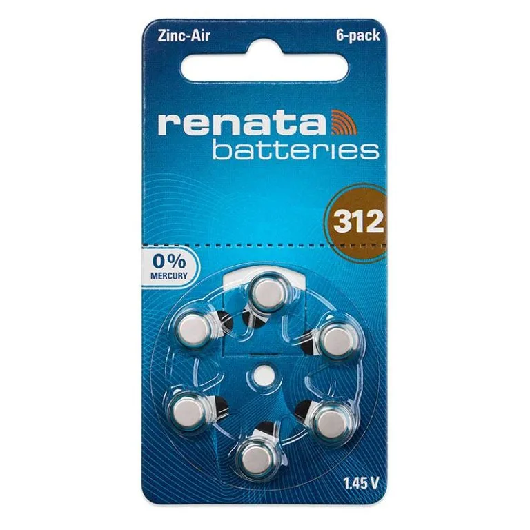 Renata ZA312 Hearing Aid Batteries 6 Pack