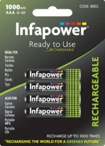Infapower AAA Longlife rechargeable batteries 4 pack