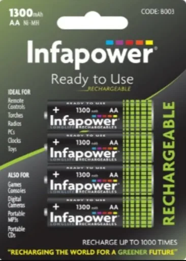 Infapower AA Longlife Rechargeable Batteries 4 Pack