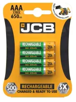 JCB Rechargeable Batteries AAA 650mAh 4 pack - Image 2