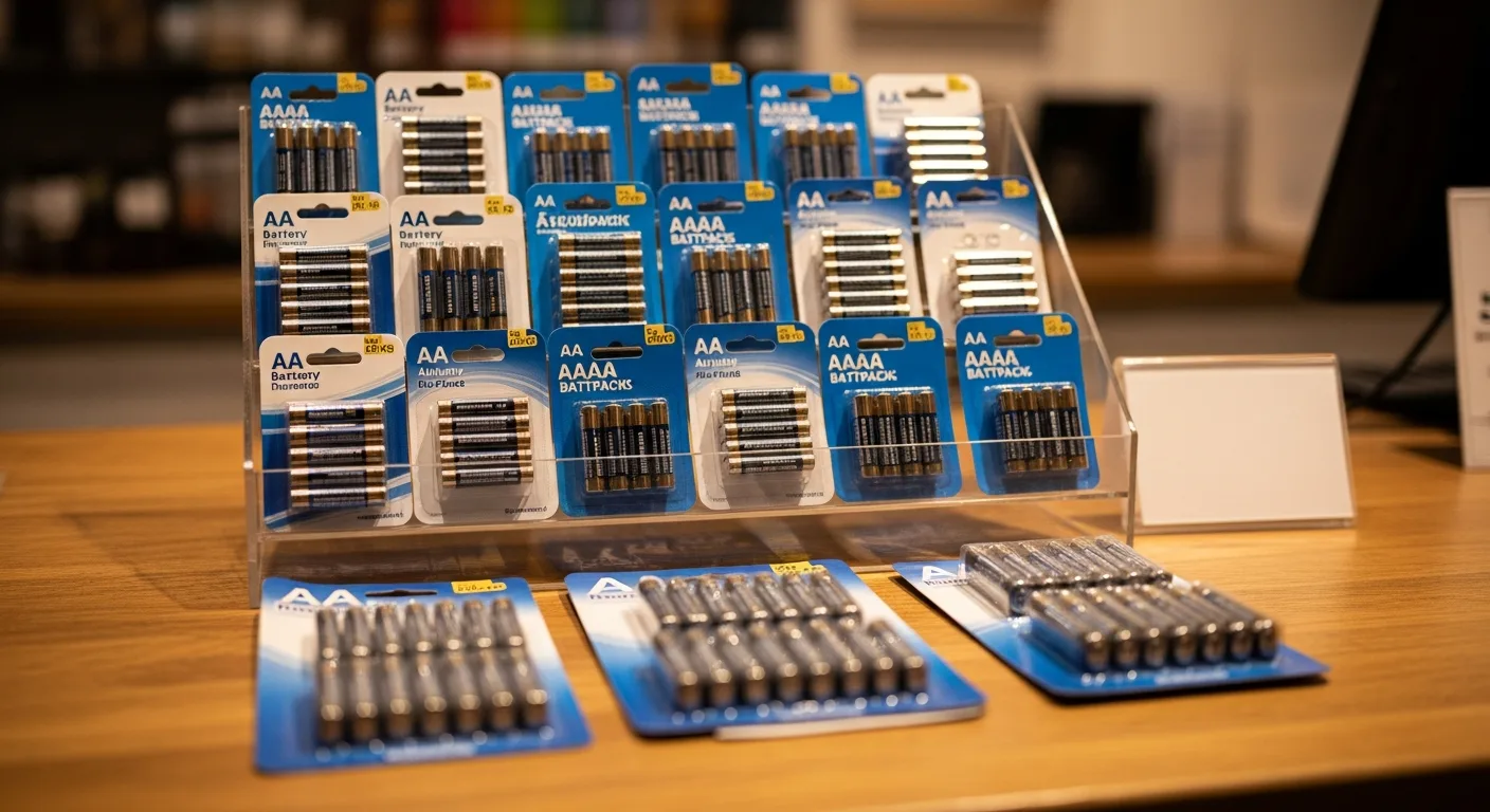 Battery multipacks on wholesale counter display